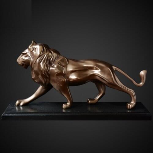 CREATIVE RETRO HERO LION BRONZE ART SCULPTURE MASCOT FIGURINE HOME DECORATION ACCESSORIES RESIN CRAFTS ANIMAL STATUE R5210