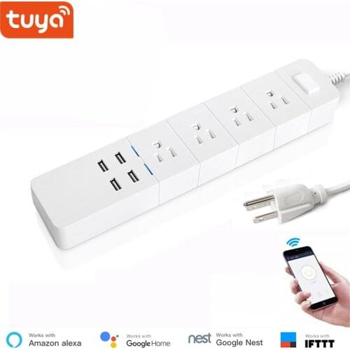 WiFi US Standard Smart Power Strip Intelligent Plug Wireless Timer Remote Control Smart Life App Voice Control by Alexa Google