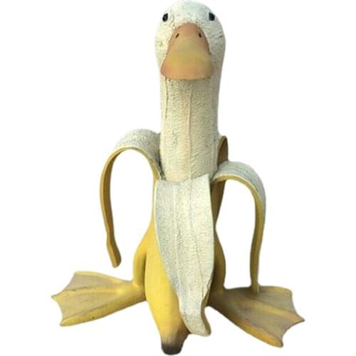 Unique Peeled Banana Duck Statue Ornaments Garden Decor Figurine Sculpture