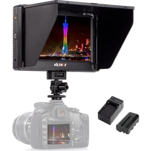 Viltrox 7'' DC-70II Clip-on HD LCD HDMI AV Input 4K Camera Video Monitor Display+Battery+Charger for Canon Nikon DSLR BMPCC