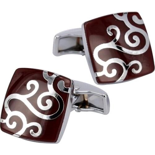 High Quality Hot Sale stainless steel red Gemelos Fashion Cuff Links Wedding Mens Custom Enamel Cufflinks