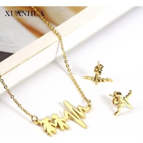 XUANHUA Stainless Steel Jewelry Woman Vogue 2019 Necklace Earrings Set Novelties Jewelry Accessories Jewelry Sets Wholesale