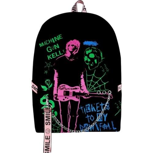 Machine Gun Kelly Women Backpack Primary Middle School Students Fabric Oxford School bag Men Travel Backpack
