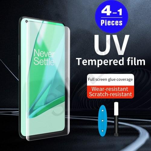 1-4Pcs cover UV Glass for Oneplus 7 7T 8 pro phone screen protector oneplus 9 pro UV tempered glass smartphone protective film