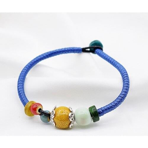 1PC Ceramic Small Fresh European And American Literature Art Retro Style Woven Bracelet For Women