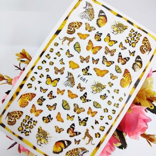 3D Nail Sticker Art Sliders Sexy Leopard Butterfly Animal stickers for nails Foil Design Nails Accessories Manicure Sticker