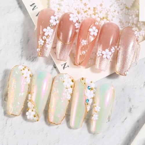 Acrylic Flower Nail Art Decoration Mixed Size White Rhinestones Silver Gem Manicure Tool Accessories For DIY Nail Design