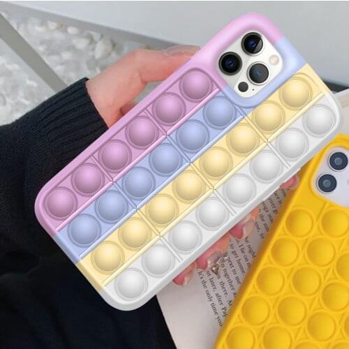 Fidget Reliver Stress Toys Rainbow Phone Soft Case For iPhone 11 12 Pro Max Antistress Toys Cover Sensory Toy Game Cover