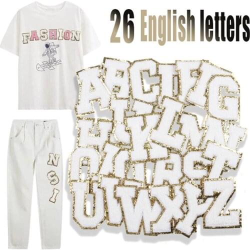 White Embroidered Letters Iron On Patch Applique Alphabet Patches For Clothing Bags Sewing Name Badge Jeans Patch Accessories