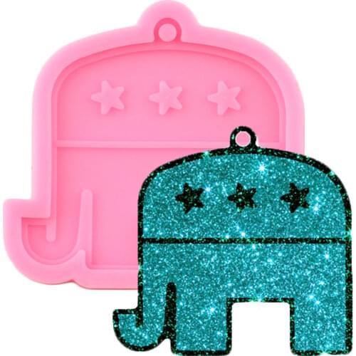 Shiny Glossy Elephant Silicone Molds Epoxy Resin Keychain Molds Jewelry Making Necklace Mould DIY Handmade Charming Moulds