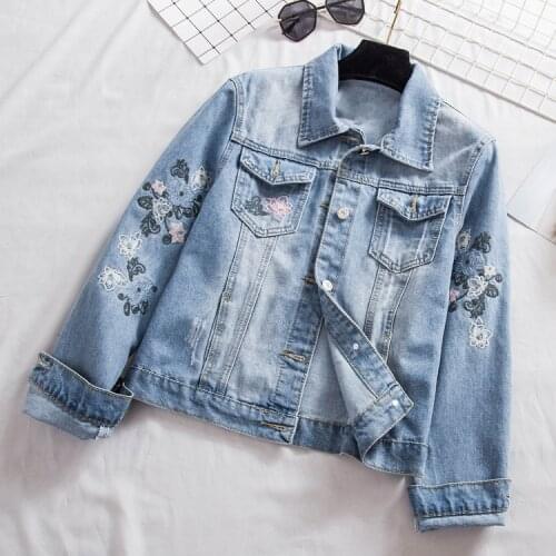 Large Size Jean Jacket for Women Plus size 4XL Loose Casual Blue Jeans Coat Fashion Embroidered Street Style Jacket Outwear