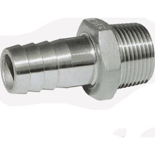 BSPT 3/8" DN10 Male Thread Stainless Steel SS304 Pipe Barb Hosetail OD 10mm Pipe Connector Fittings for Water Gas Oil