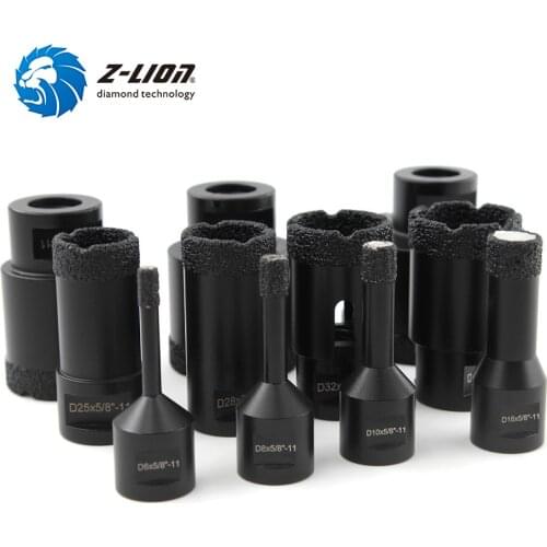 Z-LION 1PC Diamond Drill Bit Vacuum Brazed Core Bits 5/8-11 Thread Granite Marble Porcelain Hole Saw Dry Wet Use 6-65mm Diameter