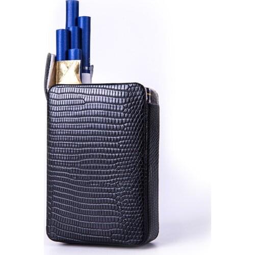 Lizard Pattern Cigarette Case PU Leather 20 Sticks Push Portable Smoke Tools Protective Storage Soft Box Gadgets For Men