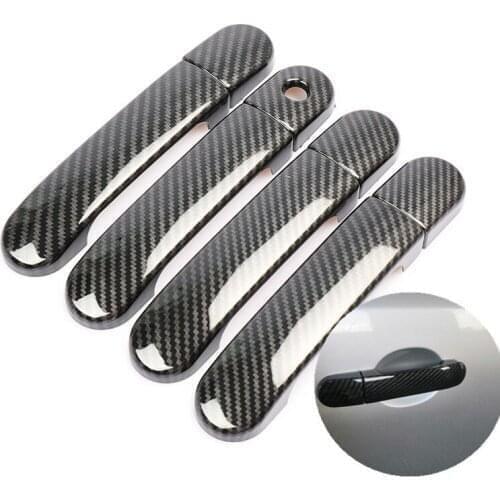 Funduoo For Nissan Tiida C11 2004-2011 Chrome Carbon Fiber Car Door Handle Covers Accessories Stickers Car Styling Decal