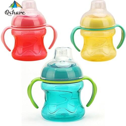 Qshare Baby Milk Powder Bottle Feeding Drinking Water Straw Handle Bottle mamadeira Sippy Training Cup Baby Feeding Cup 280ML