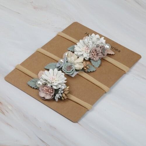 1PCS Fashion Imitation Flower Nylon High Elastic Headbands For Children Cute Girls Pearl Hair Bands Hair Accessories HeadWear