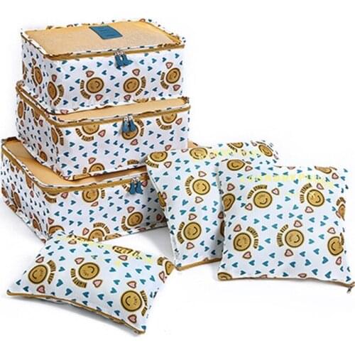 Aprince 6Pcs/Set Travel Clothing Sets Finishing Bag Waterproof Clothing Receiving Bag Printed Travel Receiving Bag