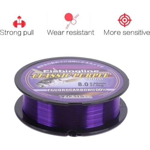Fluorocarbon Fishing Purple Nylon Fishing Line Nylon Wire Leader Line Strong Pull Line Fishing Tackle Accessories 100-500M Line