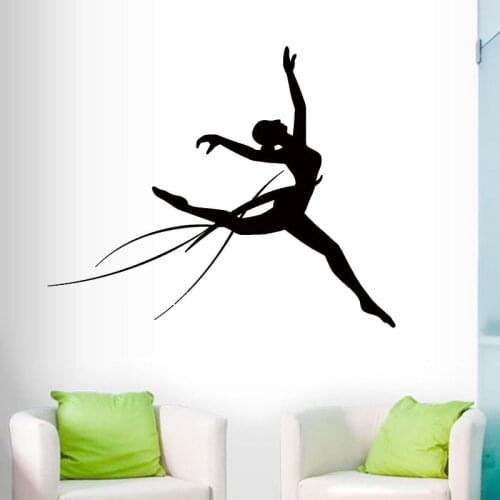 Gymnast Girl Wall Decal Sport Jumping Gymnastics Vinyl Window Sticker Dance Room Girls Bedroom Interior Decor Art Wallpaper