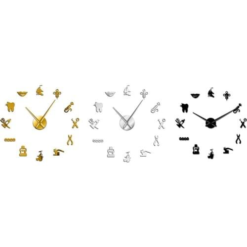 Hot Dentist DIY Giant Wall Clock Oversized Wall Clock Big Needle Mirror Dentist Office Decor Dentist Gift A