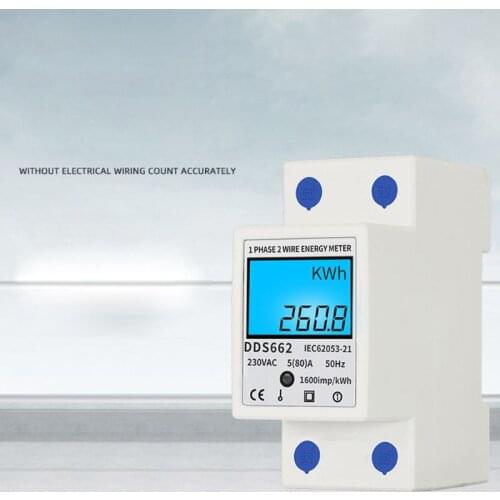 LCD Digital Display Single Phase Power Consumption Meter Energy Meter Watt Wattmeter kWh 230V AC 50Hz Din Rail