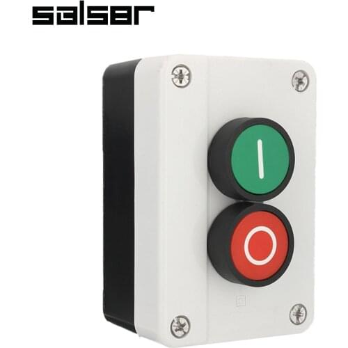 Push Button Station Switch Remote Start Stop Motor Solenoid IP55 Box 1NO 1NC Contact Fitted Non Maintained/Momentary 6 AMP