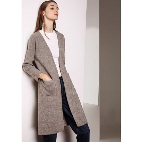 2019 Real Autumn New Pattern Suit-dress Knitting Unlined Upper Garment Cardigan Long Coarse Needle Easy Sleeve Loose Coat Shawl