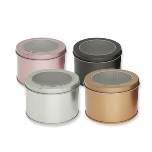 Round Tin Box with Clear Window Metal Packaging Gift Box Wholesale Storage Case Container Silver & Gold & Rose Gold Color SN3441