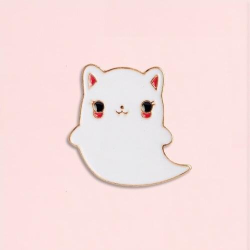 Cute Cat Ghost Brooch Fashion Animal Enamel Pin Brooch Accessories Fashion Gift For Man and Women