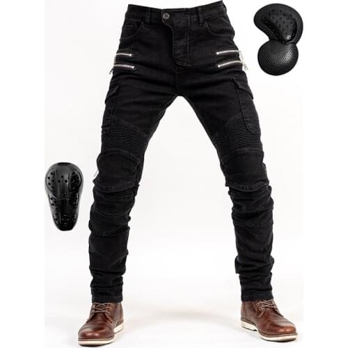 Motorcycle pants zipper belt protector motorcycle locomotive denim jeans trousers off-road cycling pants men and women