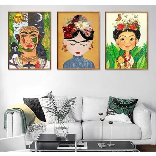 Canvas Printed Pictures Wall Art Nordic Paintings Watercolor Creative Women Home Decoration Module Poster Living Room No Frame