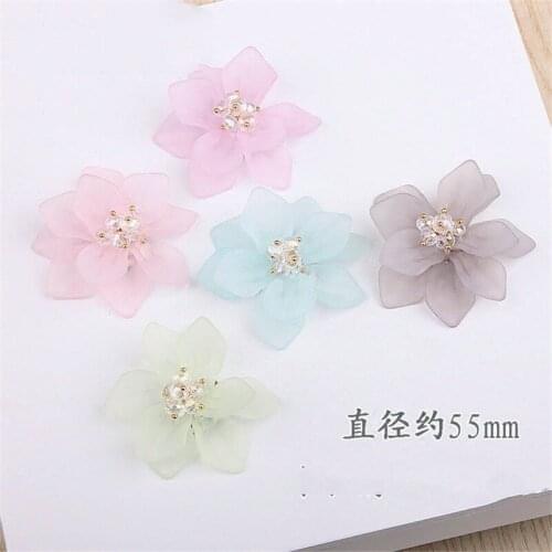 Trendy New Handmade Crystal Rhinestone Core Acrylic Flowers Buttons Girls Hair Jewelry Bow Centers Headband Clips Headwear DIY