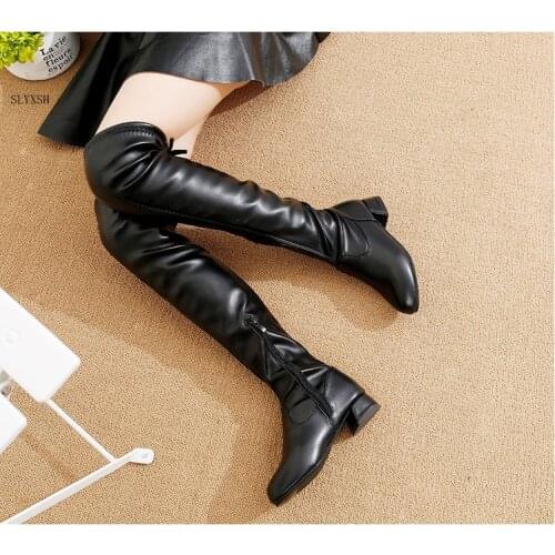 2019 winter new girls over the knee boots students plus velvet princess boots big children small high-heeled children snow boots