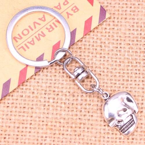 New Fashion Keychain 21x16mm skeleton head skull Pendants DIY Men Jewelry Car Key Chain Ring Holder Souvenir For Gift