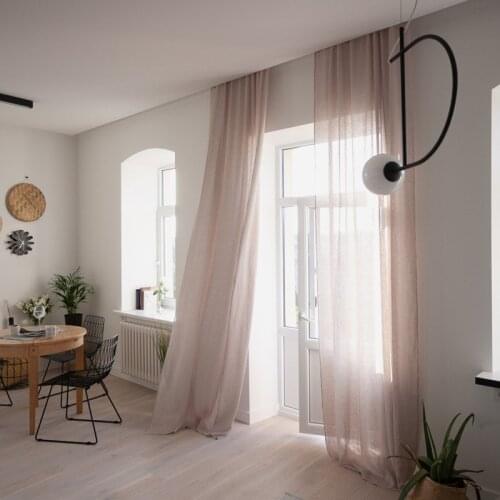 Natural 100% Linen Semi-blackout Curtains Premium Pure Linen Solid Pink Curtain Drapes for Girls Bedroom Eco-friendly Fabrics