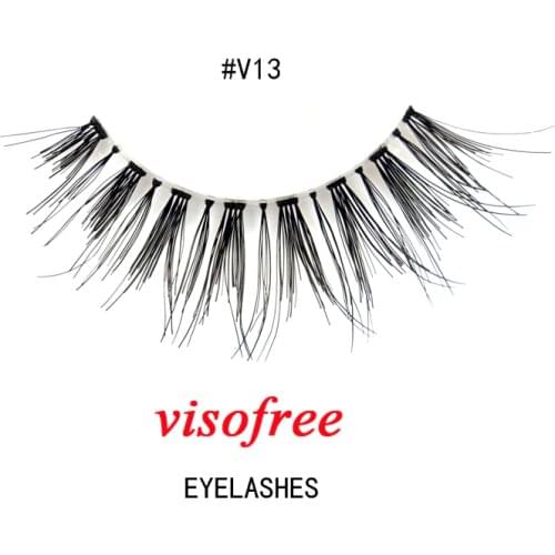 Visofree Lashes Fashion Soft 100% Human Hair False Eyelashes Adhesives Glamour Natural Long Eye lashes Makeup Beauty Lash V13