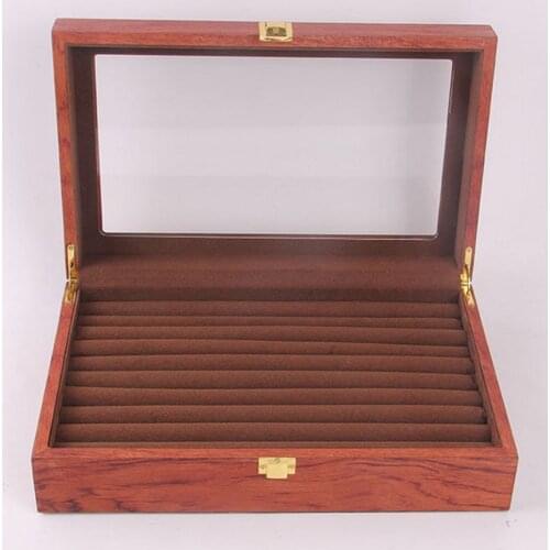 Luxury Wooden 9 Slots Ring Box Tray Jewelry Collection Display Storage Organizer