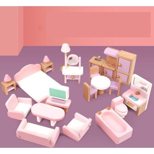 Scene Model Room Set Bedroom Living Room Bathroom Mini Simulated Small Furniture Little Girl House Simulated Home Toy Set