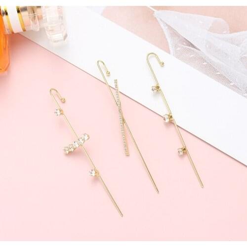 Crystal Stud Earrings 3 Styles Wrap Crawler Hook Earring Jewelry Simple Cool Punk Earrings Christmas present for women girls