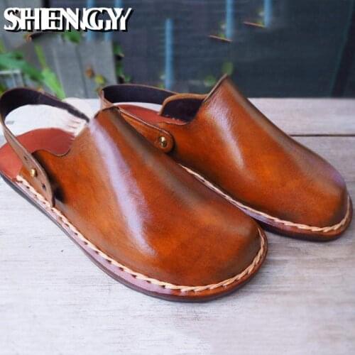 Мужские кожаные сандали Shengmiao China At AliExpress