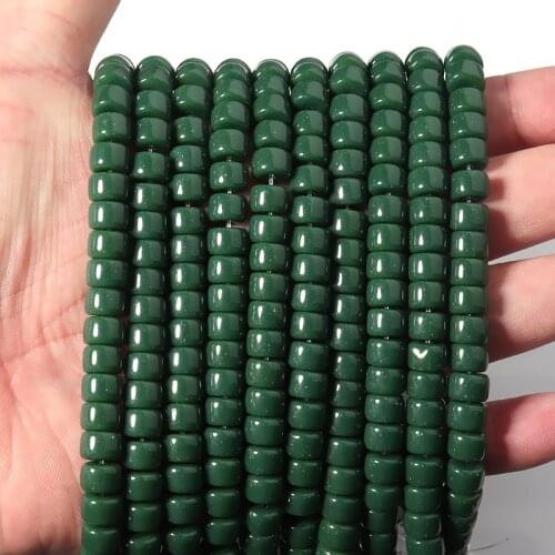 8*6mm 0.8mm Hole Glass Spacer Beads Round Shape Dark green Loose Beads For Jewelry Diy Making Necklaces Bracelets Beadtales