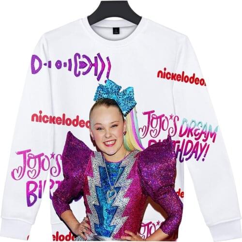 Round Collar Sweatshirt Fashion JOJO SIWA O-neck Tops Popular Girls Cool Harajuku 3D Casual Not Hooded Teenager Clothing