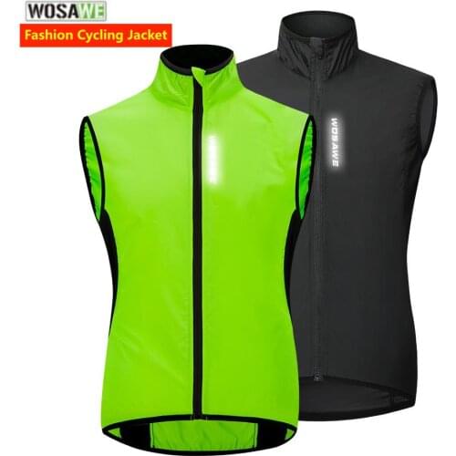 WOSAWE Cycling Vest Reflective Windproof Lightweight Rear Mesh Breathable Mtb Bike Ciclismo Jersey Running Gilet Bicycle Cloth