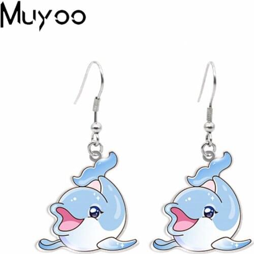 New Ocean Marine Life Octopus Hippocampus Dolphin Shark Sea Turtle and Starfish Animla Acrylic Resin Epoxy Dangle Earrings