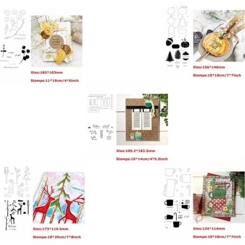 Dried Flowers Leaves Christmas Tree Pumpkin Pine Cones Elk Crutch Cup Stamps & Die Combos Artistic Words 2020 NEW ARRIVAL #22