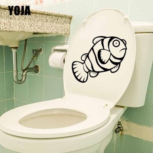 YOJA 24.7x20.9CM Happy Clown Fish Toilet Sticker Wall Decal Bedroon Home Decoration T5-0352