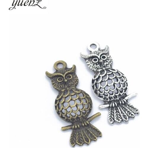 YuenZ 3pcs Antique Silver color Owl Necklace Findings Metal Charms Earrings Jewelry Making 43*19mm D150