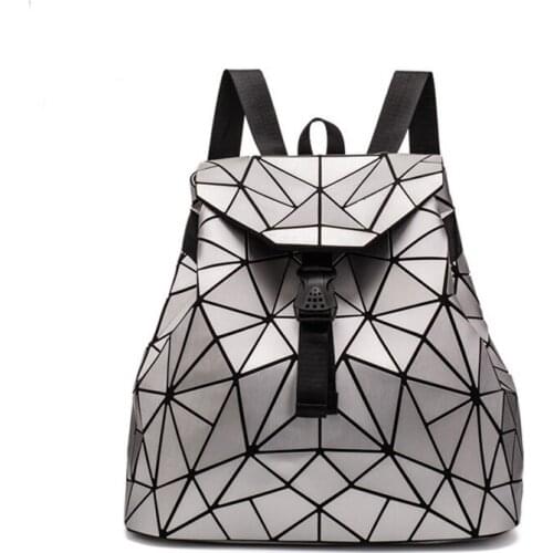 2020 New Bao Women Backpack Fashion Bagpack Woman Hologram Folding School Bags For Girls Laser Geometry Mochila Silver