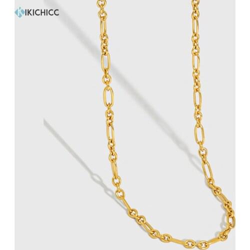 Kikichicc 100% 925 Sterling Silver Gold Choker Necklace Women Fashion Luxury Fashion Long Chains Women Rock Punk Jewelry